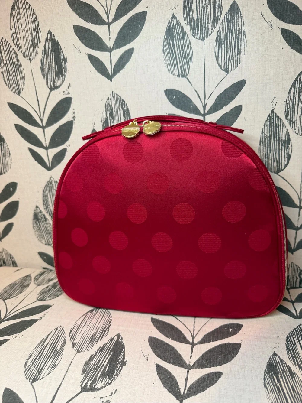 Estée Lauder 2025 Holiday Red Polka Dot Cosmetic Train Case Makeup Bag